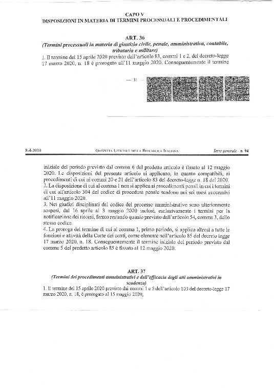 SOSPENSIONE DEI TERMINI PER I PROCEDIMENTI DISCIPLINARI DI CORPO E DI STATO NELL'ARMA DEI CARABINIERI